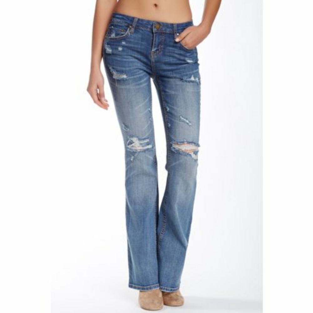 Love Fire Nordstrom Distressed Flared Leg Jeans